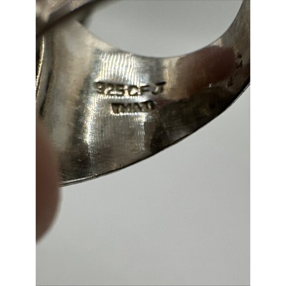 Abalone silver hammered ring size 5 signed 925 CFJ  Thai - Picture 8 of 9